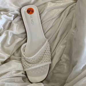 Ninewest White Crochet Sandals